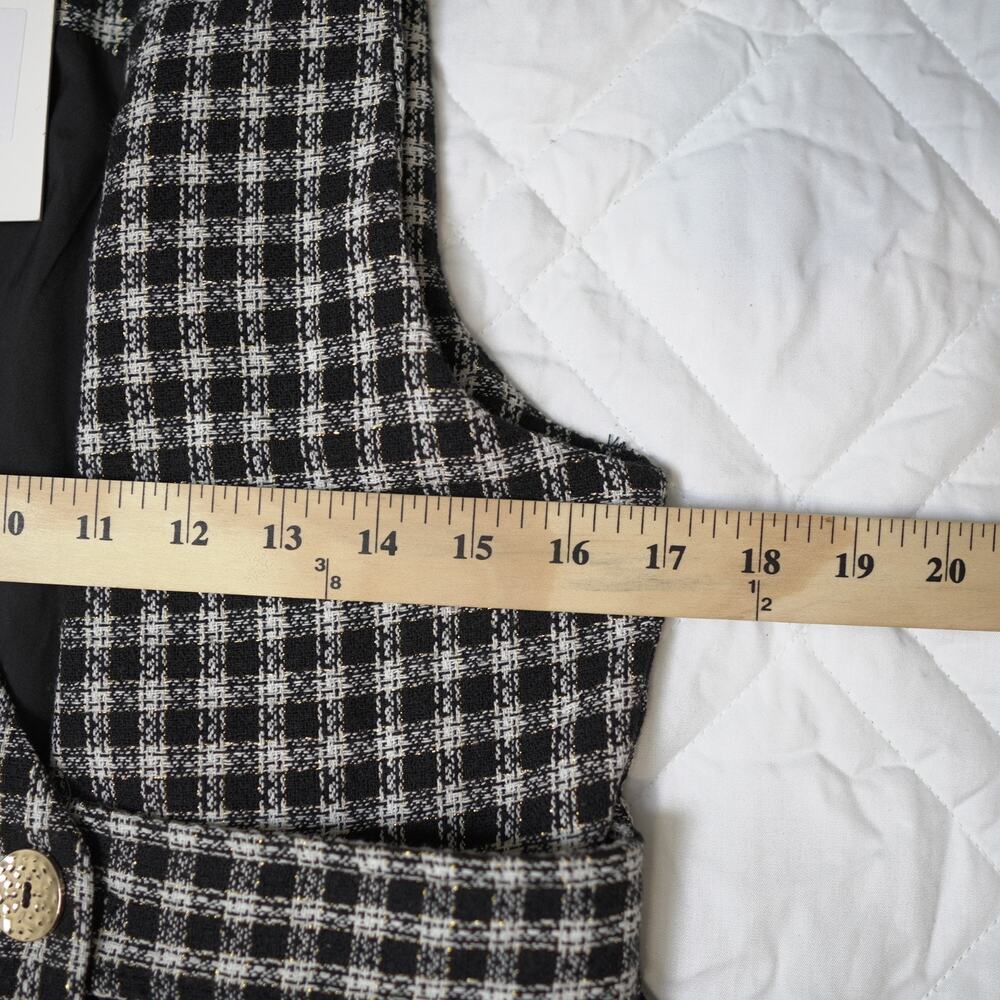 Teen Plaid Blazer Dress Sz XL Open Front Gold Button Double Breasted V-Neck NWT - Picture 11 of 13